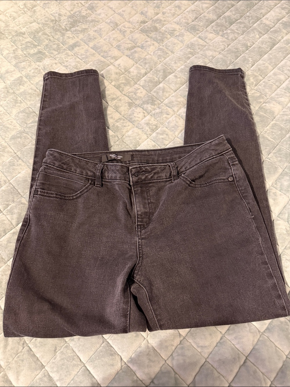 Simply Vera Vera Wang Women's Washed Black Skinny Denim Jeans - size 8